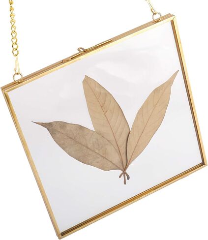 إطارات زهور مربعة مضغوطة عالية الجودة، إطار ذهبي عائم معلق مع سلسلة للضغط على صورة عمل فني لعينة النبات، ديكور حائط DIY (6.3 × 6.3 بوصة) in Kuwait