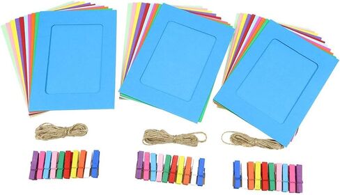 إطار صور ورقي من Chosky DIY متعدد الألوان، إطارات صور معلقة على الحائط مع مشابك وحبال تناسب صور مقاس 10.16 سم × 15.24 سم، 30 قطعة للمنزل والكلية والمكتب in Kuwait