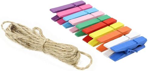 إطار صور ورقي من Chosky DIY متعدد الألوان، إطارات صور معلقة على الحائط مع مشابك وحبال تناسب صور مقاس 10.16 سم × 15.24 سم، 30 قطعة للمنزل والكلية والمكتب in Kuwait