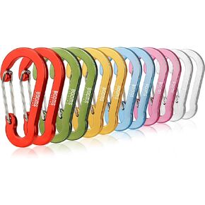 Booms Fishing CC1 Multi-Use Carabiner Clip, 6 Pack Small Caribeener Clips, Mini Keychain Caribeaner Clip 2 inch, Aluminum D Ring Carabiners, Multi-Colored
