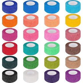 24 Pack Self Adherent Cohesive Wrap Bandages 1 Inches X 5 Yards, First Aid Tape, Elastic Self Adhesive Tape, Athletic, Sports wrap Tape, Bandage Wrap for Sports, Wrist, Ankle (Rainbow Color/24 Colors) in Kuwait