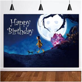 Bright Moon Photo Background Cartoon Movie Happy Birthday Photography Backdrops for Kids Halloween Birthday Party Decoration Banner Photobooth Props 5x3ft in Saudi Arabia