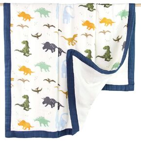 Aenne Baby Muslin 4 Layer Blanket Dinosaur Dino Print, The Softest Large Blanket in Kuwait