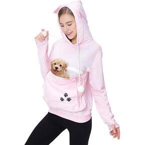 Women Pet Carrier Sweater Puppy Kitten Pouch Hoodies Long Sleeve Plus Size Tops