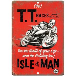 TT Races Isle of Man Motorcycle Tin Sign Vintage Wall Poster Retro Iron Painting Metal Plaque Sheet for Bar Cafe Garage Home Gift Birthday Wedding in Saudi Arabia