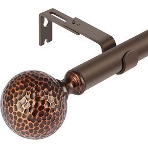 قضيب ستارة نافذة واحدة من DAINTIER مقاس 1 بوصة مع لمسة نهائية مستديرة عتيقة، 72-144 بوصة، برونزي in Kuwait