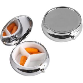 عبوة من قطعتين من صناديق حبوب الدواء المستديرة من الستانلس ستيل لتنظيم الادوية اليومية من مايجيندو لتخزين الادوية والحوامل المحمولة للسفر للحبوب وزيت السمك والفيتامينات والمكملات الغذائية in Kuwait
