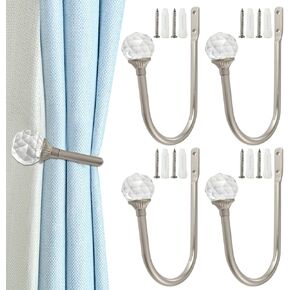 Anndason كريستال الستار Holdbacks المعادن الزخرفية الستار Holdbacks الرجعية الستار Tiebacks الستار الأقمشة Tiebacks مشرقة الستار Tieback السنانير الستار السنانير (4 قطع، أسود مشرق) in Kuwait