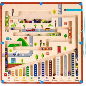 ألعاب Heyigrow المغناطيسية، متاهة الألوان والأرقام، ألعاب الفرز والعد الخشبية للأطفال، ألعاب مونتيسوري للأطفال من سن 3 إلى 6 سنوات (المدينة) in Kuwait