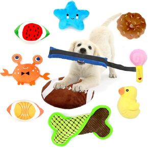 LASOCUHOO Squeaky Dog Toys for Small Medium Dog, Durable Puppy Teething Toys, Plush Dog Toy with Squeakers, Chew Toys for Puppies - 10PCS in Kuwait