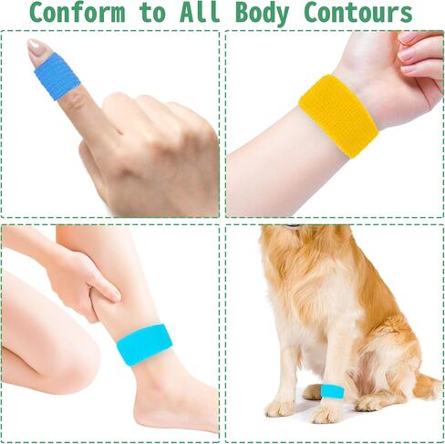 24 Pack Self Adherent Cohesive Wrap Bandages 1 Inches X 5 Yards, First Aid Tape, Elastic Self Adhesive Tape, Athletic, Sports wrap Tape, Bandage Wrap for Sports, Wrist, Ankle (Rainbow Color/24 Colors) in Kuwait