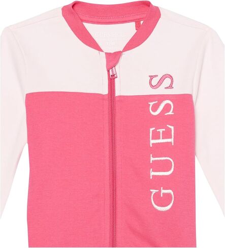 GUESS baby-girls Organic Interlock Logo Bodysuit With Zip Up Sweatshirt and Sweatpants Playwear set in Saudi Arabia