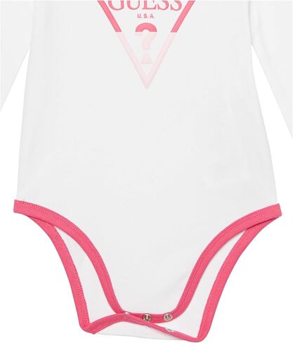 GUESS baby-girls Organic Interlock Logo Bodysuit With Zip Up Sweatshirt and Sweatpants Playwear set in Saudi Arabia