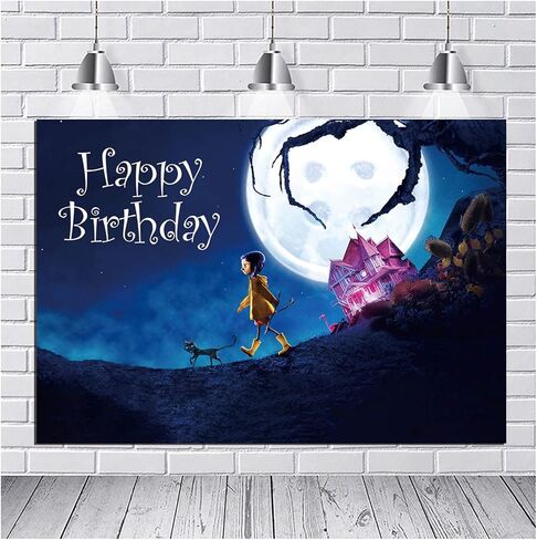 Bright Moon Photo Background Cartoon Movie Happy Birthday Photography Backdrops for Kids Halloween Birthday Party Decoration Banner Photobooth Props 5x3ft in Saudi Arabia