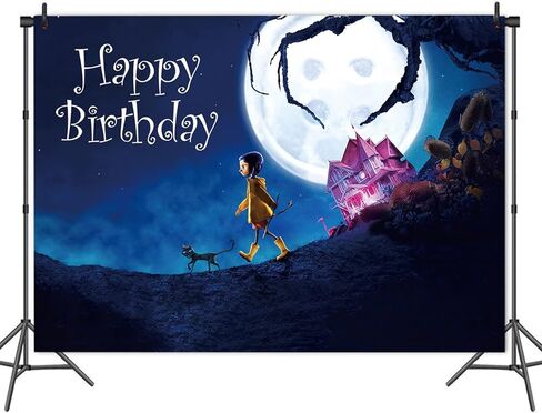 Bright Moon Photo Background Cartoon Movie Happy Birthday Photography Backdrops for Kids Halloween Birthday Party Decoration Banner Photobooth Props 5x3ft in Saudi Arabia