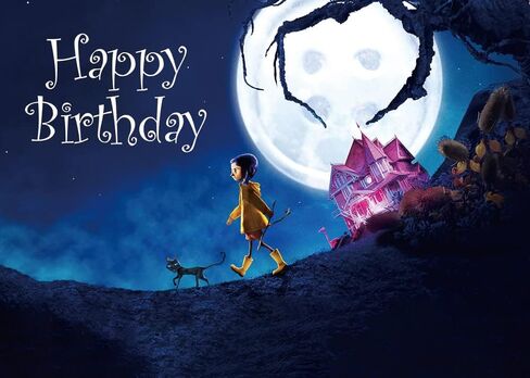 Bright Moon Photo Background Cartoon Movie Happy Birthday Photography Backdrops for Kids Halloween Birthday Party Decoration Banner Photobooth Props 5x3ft in Saudi Arabia