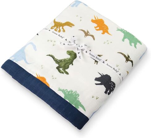 Aenne Baby Muslin 4 Layer Blanket Dinosaur Dino Print, The Softest Large Blanket in Kuwait