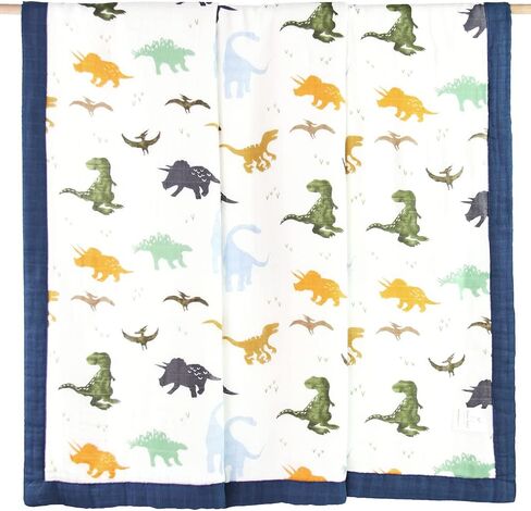 Aenne Baby Muslin 4 Layer Blanket Dinosaur Dino Print, The Softest Large Blanket in Kuwait