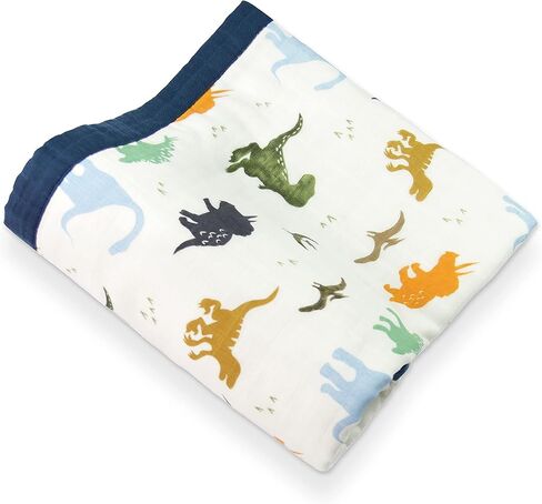 Aenne Baby Muslin 4 Layer Blanket Dinosaur Dino Print, The Softest Large Blanket in Kuwait