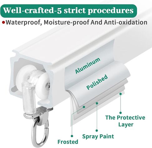 مسار ستارة للسقف، مسار ستارة يثبت على الحائط في السقف 3.3 قدم - 10 قدم، نظام سكة ستارة مرن شديد التحمل، مسار سقف للستائر، مقسم الغرفة، ار في، دش in Kuwait