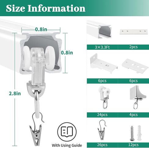 مسار ستارة للسقف، مسار ستارة يثبت على الحائط في السقف 3.3 قدم - 10 قدم، نظام سكة ستارة مرن شديد التحمل، مسار سقف للستائر، مقسم الغرفة، ار في، دش in Kuwait