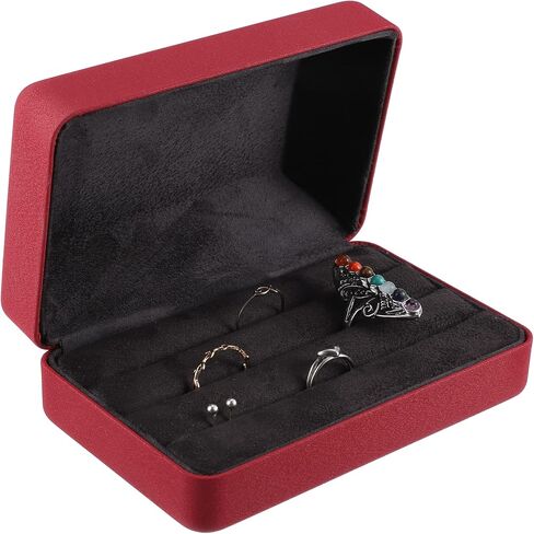 VOCOSTE Multiple Ring Box, Jewelry Storage Display Stand Ring Organizer Case PU Leather Gift Box for Wedding Engagement Birthday, Black in Saudi Arabia