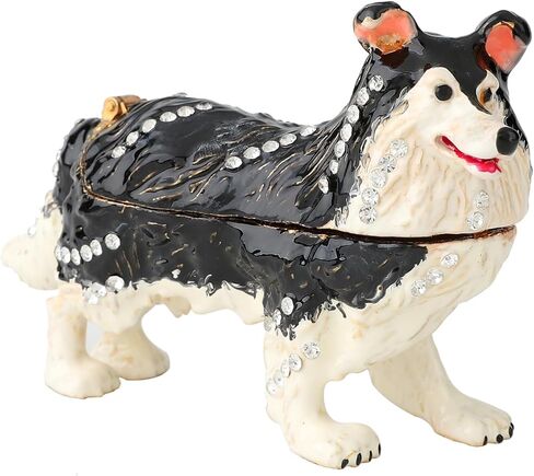 FASSLINO الأسود الكلب مجوهرات بأشكال حيوانات حلية صناديق متمحور المينا رسمت باليد تحصيل التماثيل الحرفية هدية للديكور المنزل in Kuwait