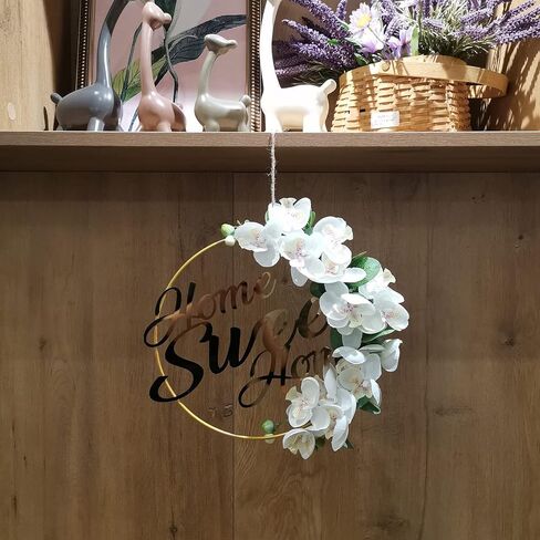 اكاليل ديكور المنزل الجميل من ايلودي او، اكليل معدني معدني بتصميم زهور للباب الامامي، حلقة ذهبية معلقة على شكل اكليل دائري، ديكورات منزلية للجدار والنوافذ في الداخل in Kuwait