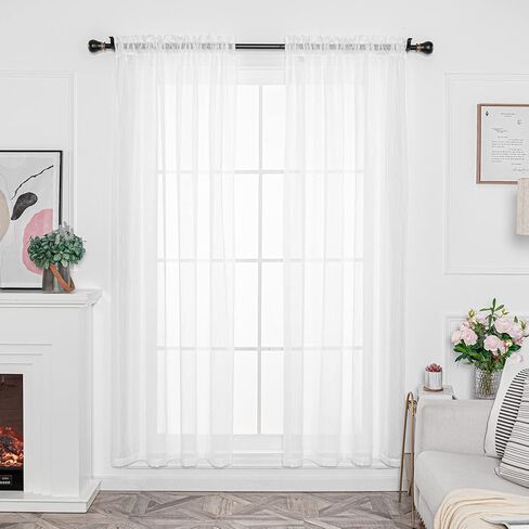 FY FIBER HOUSE ستائر شفافة أنيقة بطول 95 بوصة لوحات ستائر فوال طويلة جيب قضيب لغرفة النوم وغرفة المعيشة 52 عرض × 95 طول بوصة 2 لوح متدرج أزرق متعدد الألوان in Kuwait