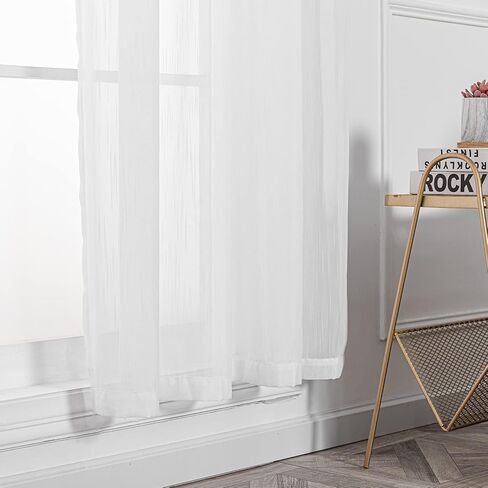 FY FIBER HOUSE ستائر شفافة أنيقة بطول 95 بوصة لوحات ستائر فوال طويلة جيب قضيب لغرفة النوم وغرفة المعيشة 52 عرض × 95 طول بوصة 2 لوح متدرج أزرق متعدد الألوان in Kuwait