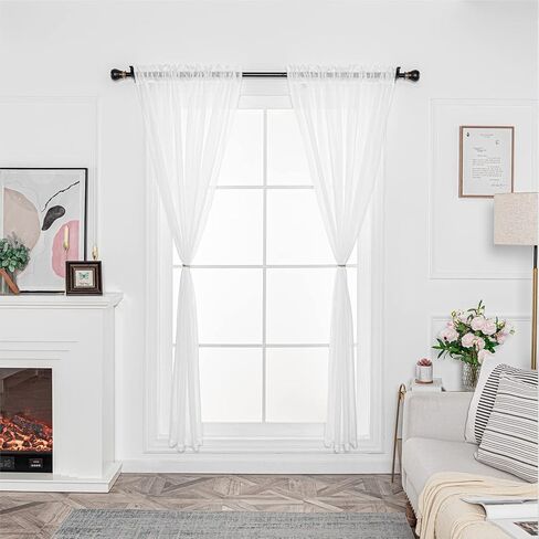 FY FIBER HOUSE ستائر شفافة أنيقة بطول 95 بوصة لوحات ستائر فوال طويلة جيب قضيب لغرفة النوم وغرفة المعيشة 52 عرض × 95 طول بوصة 2 لوح متدرج أزرق متعدد الألوان in Kuwait