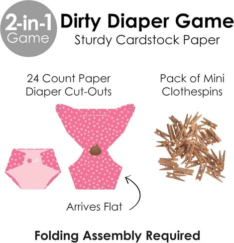 Big Dot of Happiness Baby Boy - Blue Baby Shower Conversation Starter - 2-in-1 Dirty Diaper Game - Set of 24 in Saudi Arabia