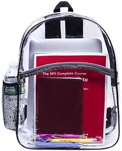 Bags for Less Vinyl Security Clear Bag Stadium Approved Backpack Bookbag with Black Trim Adjustable Straps & Mesh Side in Kuwait