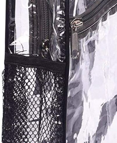 Bags for Less Vinyl Security Clear Bag Stadium Approved Backpack Bookbag with Black Trim Adjustable Straps & Mesh Side in Kuwait
