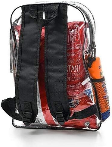 Bags for Less Vinyl Security Clear Bag Stadium Approved Backpack Bookbag with Black Trim Adjustable Straps & Mesh Side in Kuwait