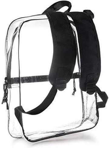 Bags for Less Vinyl Security Clear Bag Stadium Approved Backpack Bookbag with Black Trim Adjustable Straps & Mesh Side in Kuwait