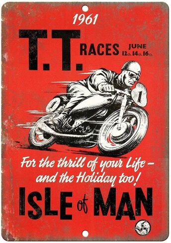 TT Races Isle of Man Motorcycle Tin Sign Vintage Wall Poster Retro Iron Painting Metal Plaque Sheet for Bar Cafe Garage Home Gift Birthday Wedding in Saudi Arabia