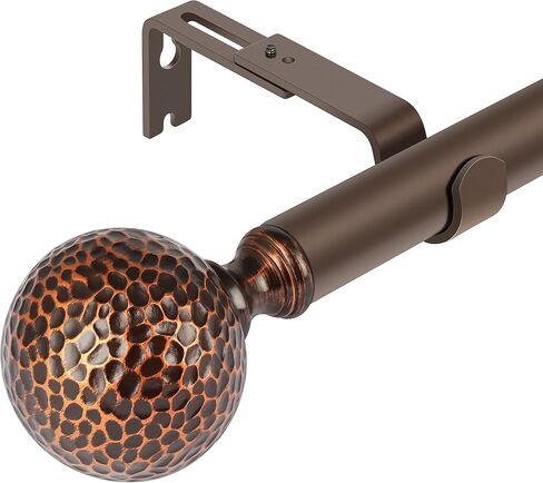 قضيب ستارة نافذة واحدة من DAINTIER مقاس 1 بوصة مع لمسة نهائية مستديرة عتيقة، 72-144 بوصة، برونزي in Kuwait