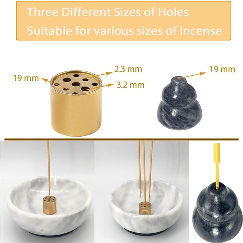 Daszui Marble Incense Holder，Marble Black Gourd Incense Holder and 9 Incense Holes, Meditation Beautiful Natural Marble Incense Burner, Easy to Catch All The Incense Ashes (White) in Kuwait