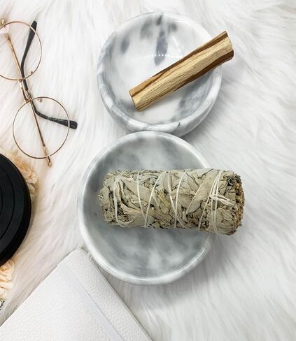 Daszui Marble Incense Holder，Marble Black Gourd Incense Holder and 9 Incense Holes, Meditation Beautiful Natural Marble Incense Burner, Easy to Catch All The Incense Ashes (White) in Kuwait