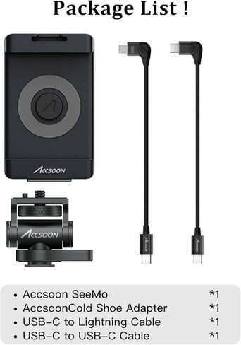 مراقبة فيديو Accsoon SeeMo HDMI إلى USB-C لأجهزة iOS، إخراج فيديو 1080P@60 إطارًا في الثانية، متوافق مع أجهزة i.Phone/iPad، زمن استجابة منخفض وشاشة في الوقت الحقيقي، بث مباشر RTMP - سهل الاستخدام in Kuwait