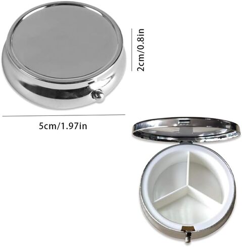 عبوة من قطعتين من صناديق حبوب الدواء المستديرة من الستانلس ستيل لتنظيم الادوية اليومية من مايجيندو لتخزين الادوية والحوامل المحمولة للسفر للحبوب وزيت السمك والفيتامينات والمكملات الغذائية in Kuwait