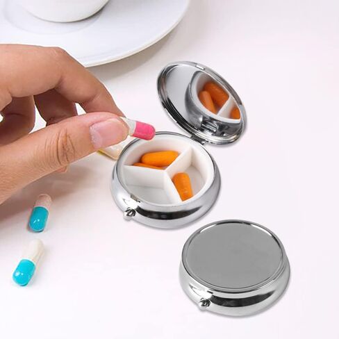عبوة من قطعتين من صناديق حبوب الدواء المستديرة من الستانلس ستيل لتنظيم الادوية اليومية من مايجيندو لتخزين الادوية والحوامل المحمولة للسفر للحبوب وزيت السمك والفيتامينات والمكملات الغذائية in Kuwait