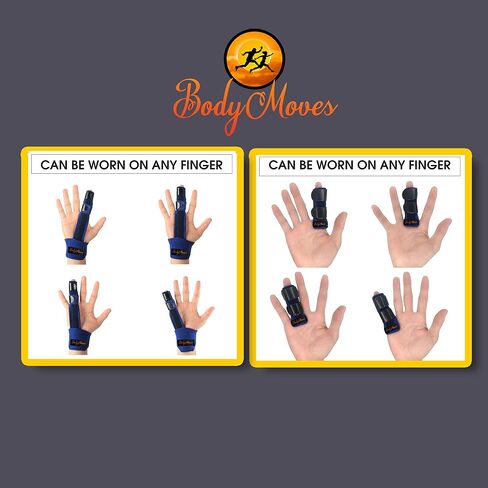 جبيرة إصبع BodyMoves وجبيرة تمديد الإصبع تؤدي إلى إصبع مطرقة إصبع مكسور بعد الرعاية الجراحية لإصابة مفصل الإصبع (أسود منتصف الليل) in Kuwait