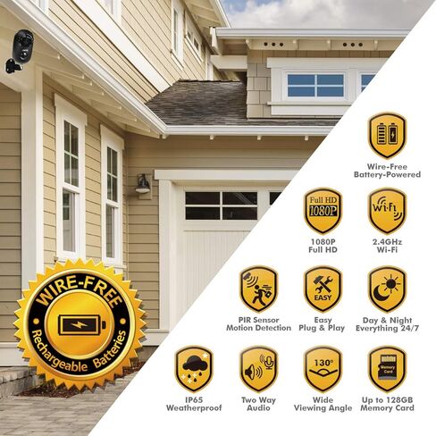كاميرا مراقبة فاليمي لاسلكية تعمل بالواي فاي قابلة لإعادة الشحن تعمل بالبطارية، كاميرا مراقبة عالية الدقة مقاومة للطقس مع كشف الحركة، رؤية ليلية، صوت ثنائي الاتجاه، فتحة بطاقة الذاكرة، تخزين سحابي (أسود) in Kuwait