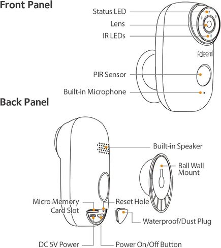 كاميرا مراقبة فاليمي لاسلكية تعمل بالواي فاي قابلة لإعادة الشحن تعمل بالبطارية، كاميرا مراقبة عالية الدقة مقاومة للطقس مع كشف الحركة، رؤية ليلية، صوت ثنائي الاتجاه، فتحة بطاقة الذاكرة، تخزين سحابي (أسود) in Kuwait
