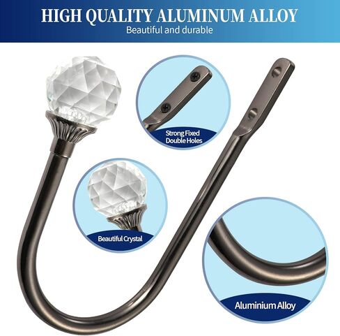 Anndason كريستال الستار Holdbacks المعادن الزخرفية الستار Holdbacks الرجعية الستار Tiebacks الستار الأقمشة Tiebacks مشرقة الستار Tieback السنانير الستار السنانير (4 قطع، أسود مشرق) in Kuwait