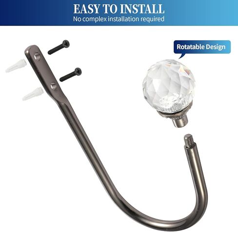 Anndason كريستال الستار Holdbacks المعادن الزخرفية الستار Holdbacks الرجعية الستار Tiebacks الستار الأقمشة Tiebacks مشرقة الستار Tieback السنانير الستار السنانير (4 قطع، أسود مشرق) in Kuwait