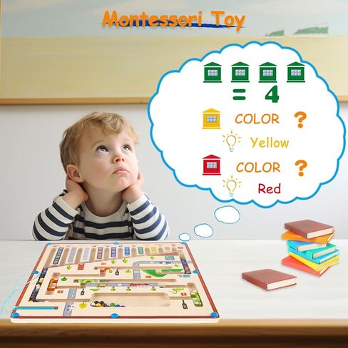 ألعاب Heyigrow المغناطيسية، متاهة الألوان والأرقام، ألعاب الفرز والعد الخشبية للأطفال، ألعاب مونتيسوري للأطفال من سن 3 إلى 6 سنوات (المدينة) in Kuwait