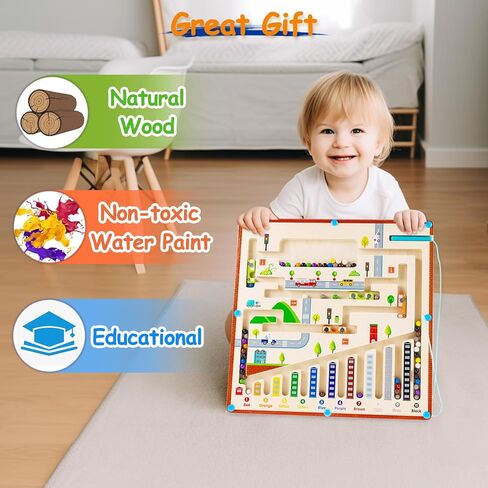 ألعاب Heyigrow المغناطيسية، متاهة الألوان والأرقام، ألعاب الفرز والعد الخشبية للأطفال، ألعاب مونتيسوري للأطفال من سن 3 إلى 6 سنوات (المدينة) in Kuwait